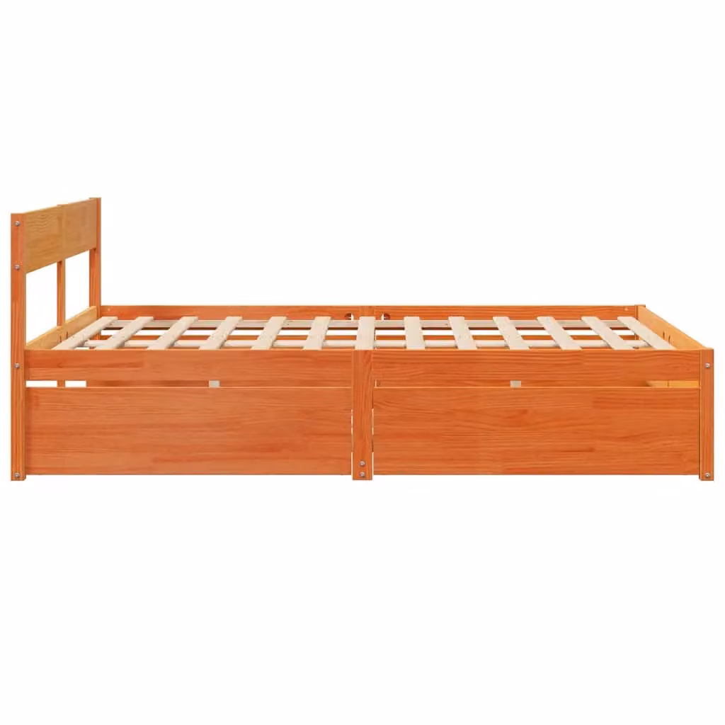 Berkfield Home Solid Wood Pine Bed Frame in Wax Brown, W/D/H: 160 x 200 cm – 2