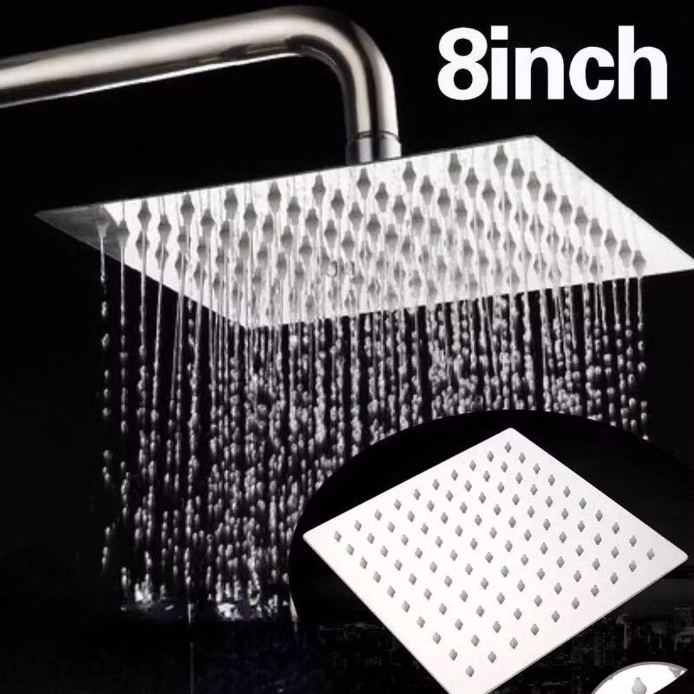 SPETLEK NEW Large Square Rainfall Shower Head in Silver Chrome, 20.32 cm – 4