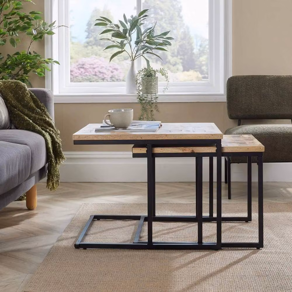SPETLEK Nest 2 Tables with Solid Mango Wood Tops in Brown – 3
