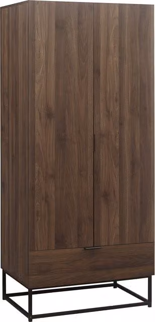 Birlea Houston 2 Door 1 Drawer Wardrobe in Walnut Brown