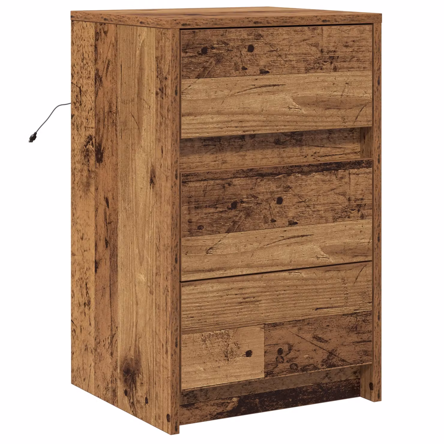 Berkfield Home Bedside Cabinet with Integrated LED Lights in Brown Old Wood Finish – 2