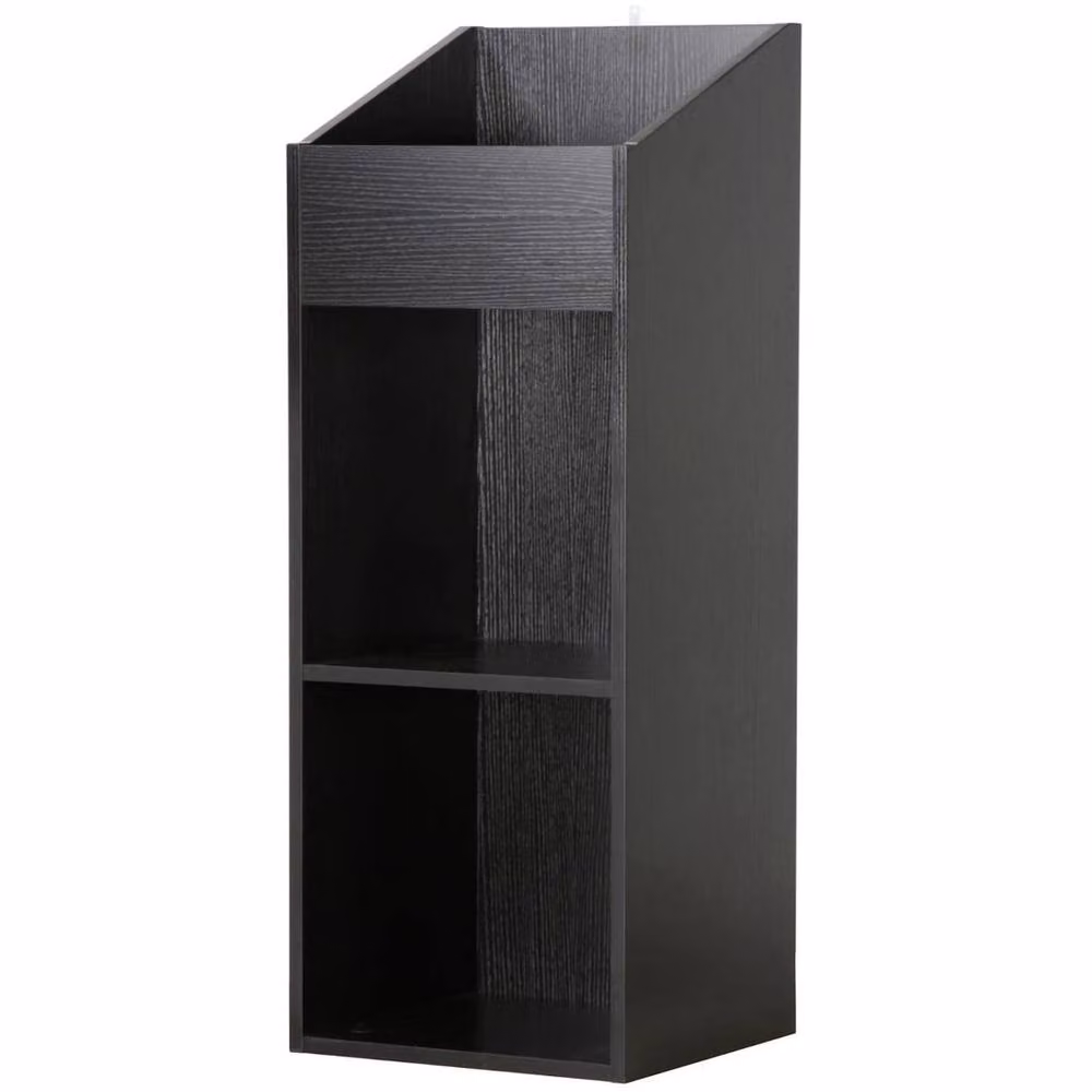 FLAVORA Black Vinyl Record Storage Organiser with Media Compartments and Back Panel – 3