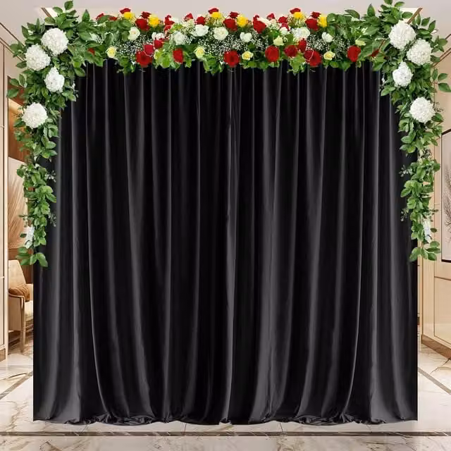 Trimming Shop Wrinkle-Free Spandex Backdrop Curtain, Black, H 300 cm x W 600 cm x D 45 cm