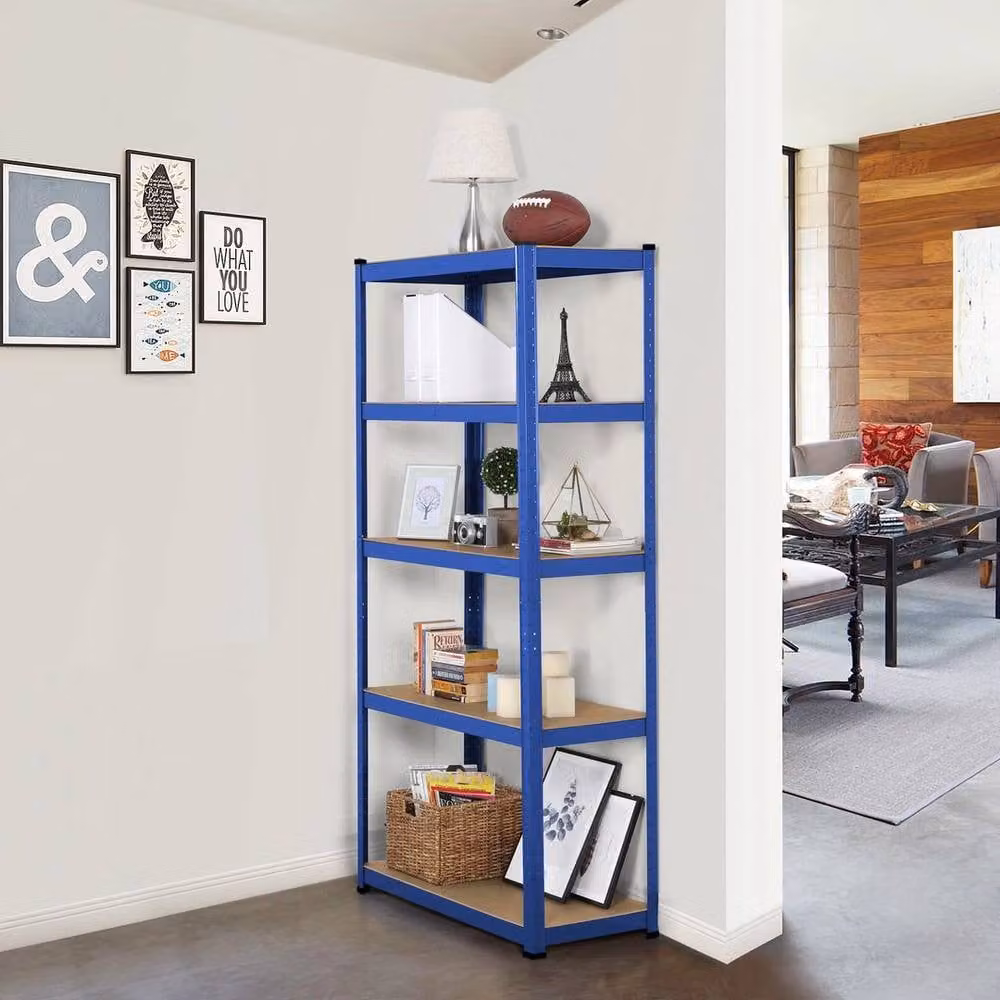 KORVIXA 5 Tier Metal Garage Shelving Unit in Blue, W/D/H: 100 x 100 x 180 cm – 4