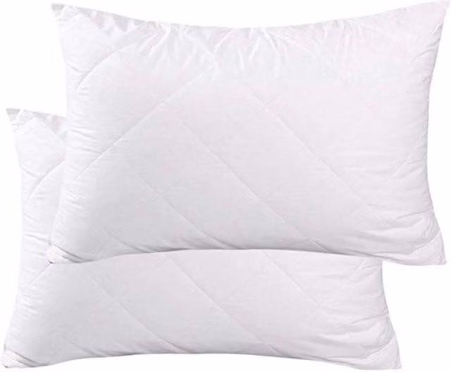 R&G White Rectangular Quilted Hollow Fibre Pillows, Pack of 3