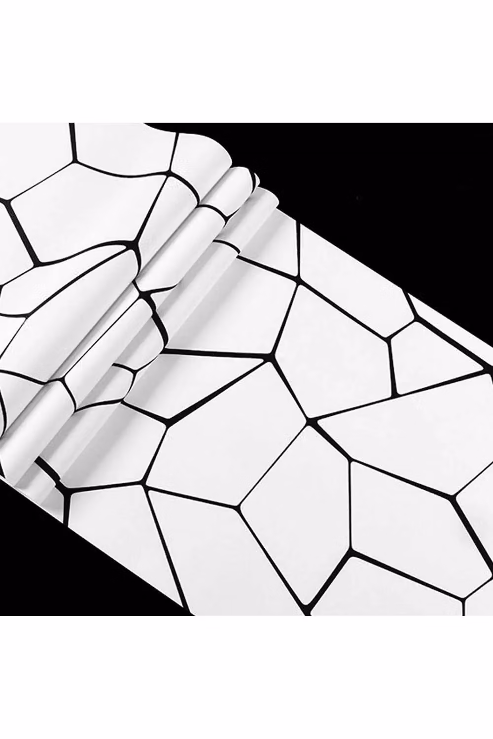Living and Home Abstract Geometric Self-Adhesive Removable Wallpaper Roll in White and Black – 3