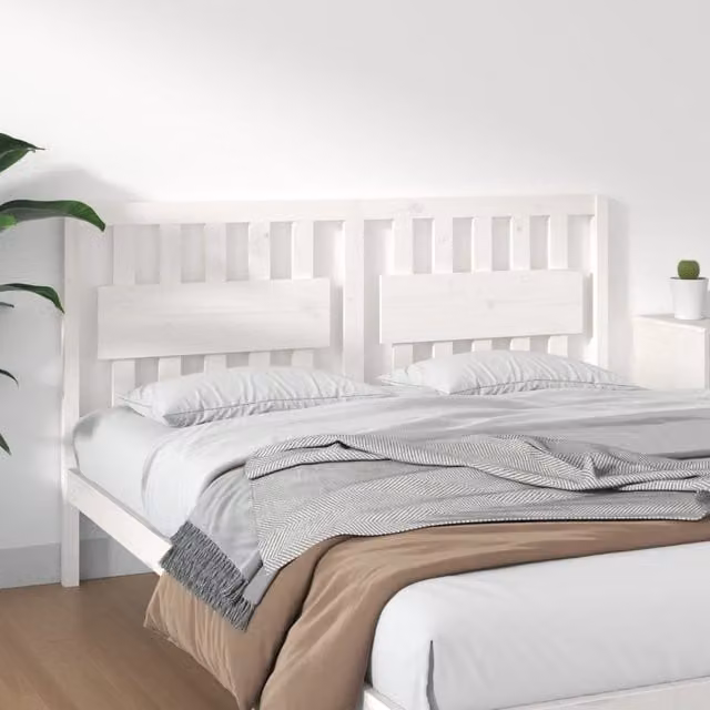 Berkfield Home White Solid Wood Pine Bed Headboard, W: 165.5 cm, D: 4 cm, H: 100 cm