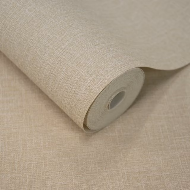 Grandeco Cirrus Plain Beige Scrubbable Wallpaper Roll