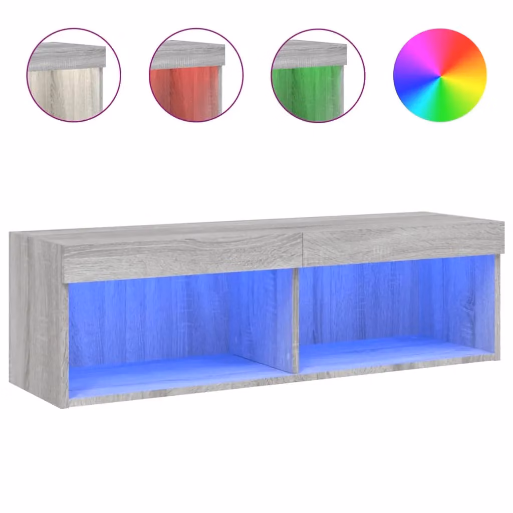 Berkfield Home TV Cabinet with LED Lights in Grey Sonoma, W/D/H: 100 x 30 x 30 cm – 2