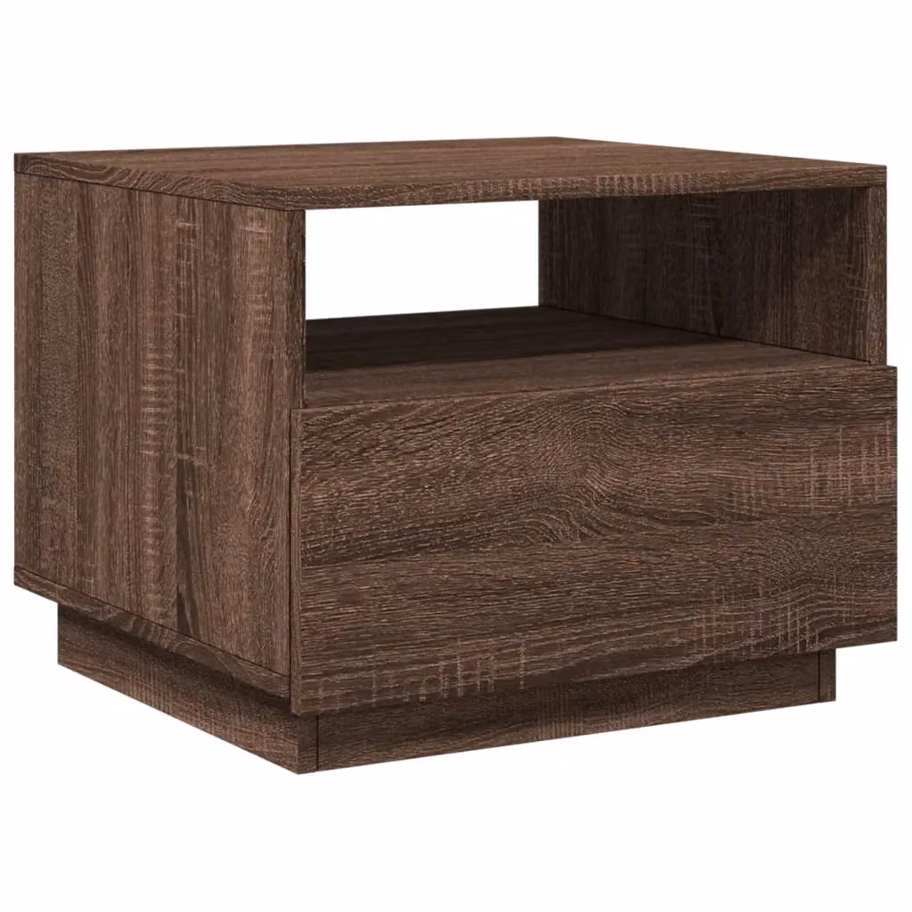 Berkfield Home Modern Coffee Table with LED Lights in Brown Oak, W/D/H: 50 x 49 x 40 cm – 3