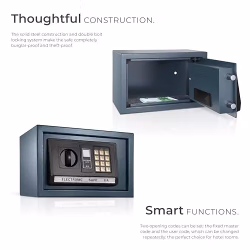 tectake High Security Electronic Digital Safe with Combination Lock, LED Display and Emergency Keys, Black, W: 20 cm, D: 31 cm, H: 22 cm – 3