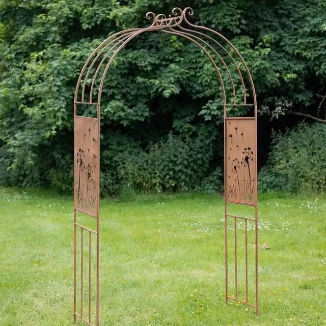Ascalon Design Ltd Meadow Arch Metal Garden Arch in Brown, W: 120 cm, D: 40 cm, H: 220 cm