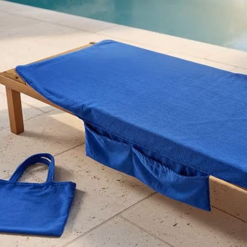 OHS Microfibre Quick-Dry Absorbent Beach Towel with Pocket in Cobalt Blue, W: 75 cm, L: 215 cm – 2