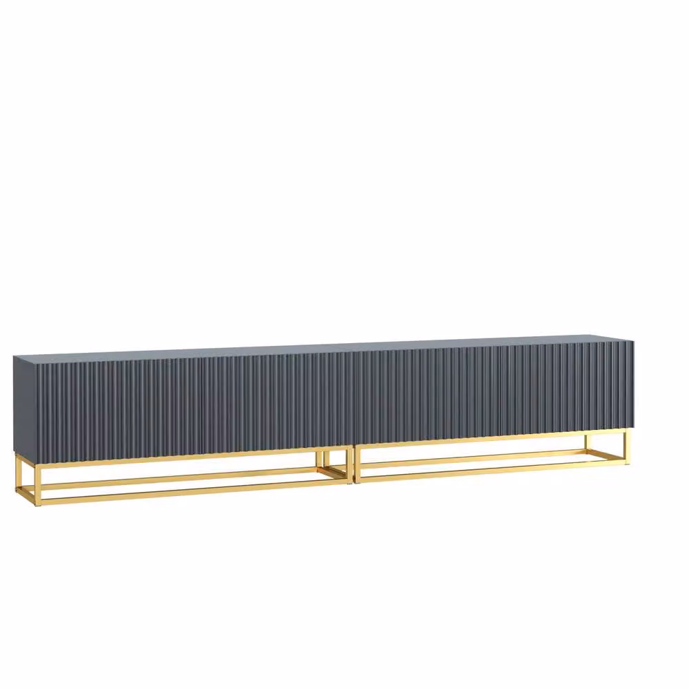 Mex Furniture LTD Ripple Duo TV Unit in Dark Grey with Fluted Doors, W: 200 cm, H: 45 cm, D: 35 cm – 4