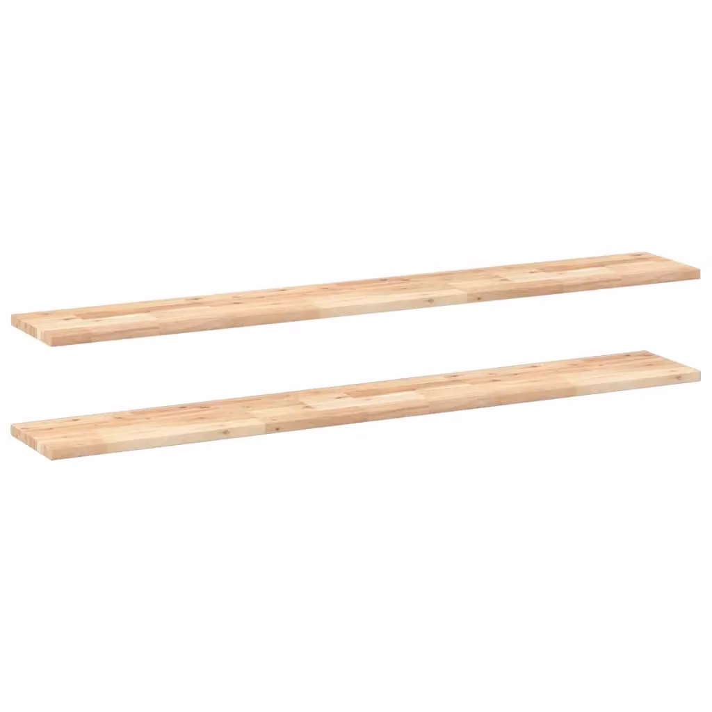 Berkfield Home Set of 2 Floating Shelves in Brown Untreated Solid Acacia Wood, W/D/H: 120 x 20 x 2 cm