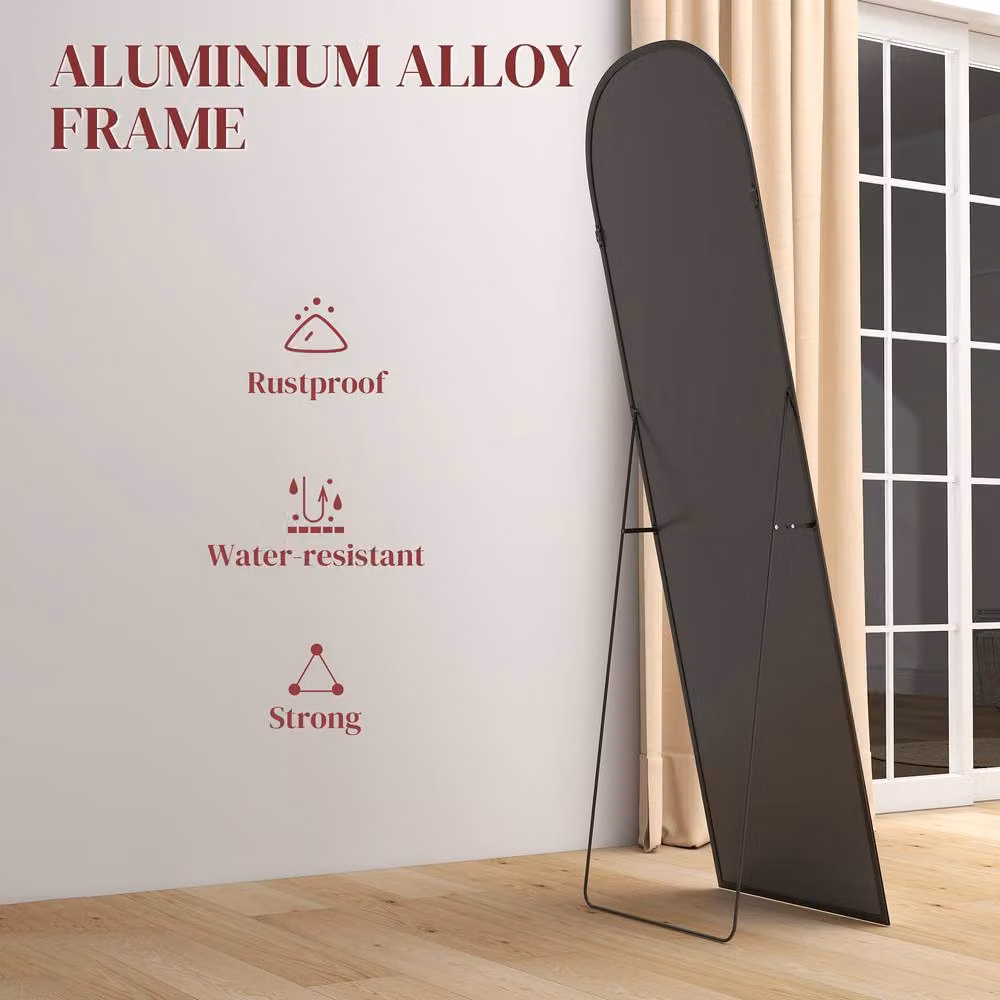 Rolipo Modern Rectangular Freestanding Standing Mirror with Black Aluminium Frame, Height: 165 cm – 7