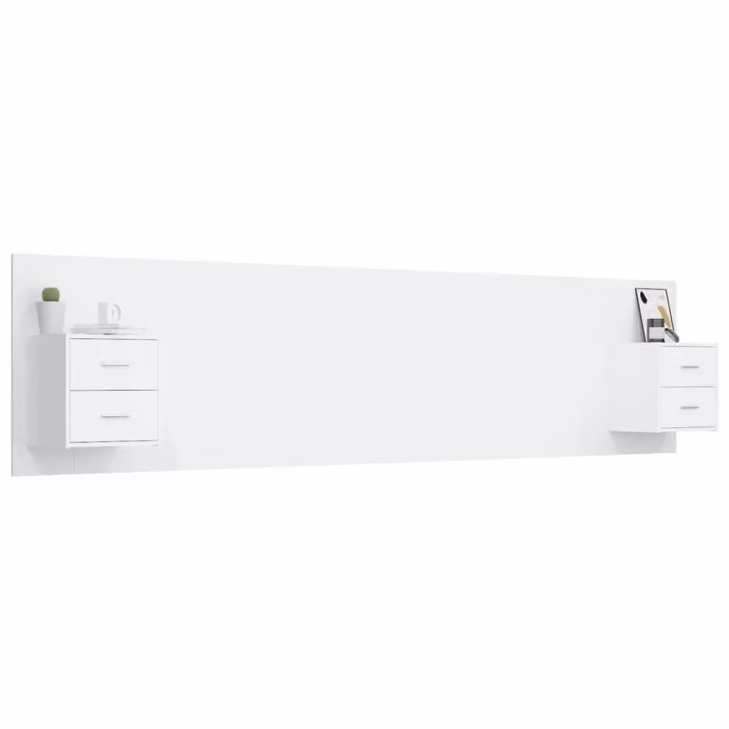 Berkfield Home White Engineered Wood Bed Headboard with Integrated Nightstand Cabinments – 2