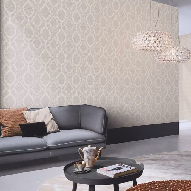 Erismann Versailles Abstract Geometric Vinyl Roll in Beige and Ivory
