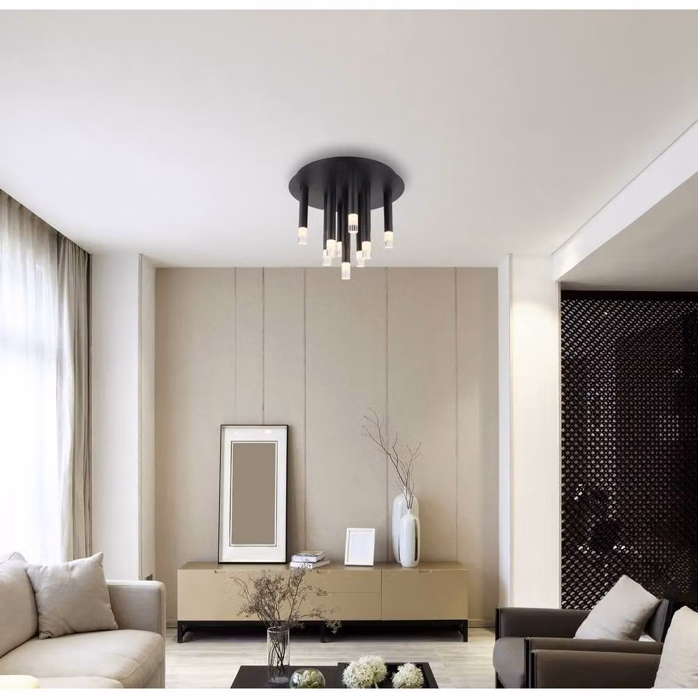 Netlighting Ryan Multi Arm Semi Flush Ceiling Lamp in Matt Black with 9x G9 Bulbs, Height: 29.6 cm – 7