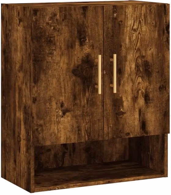 Berkfield Home Smoked Oak Wall Cabinet in Brown, W: 60 cm, D: 31 cm, H: 70 cm – 1