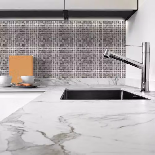WALPLUS Picasso Grey Marble Look Mosaic Tile Stickers, 24 Pack, 15 x 15 cm – 2