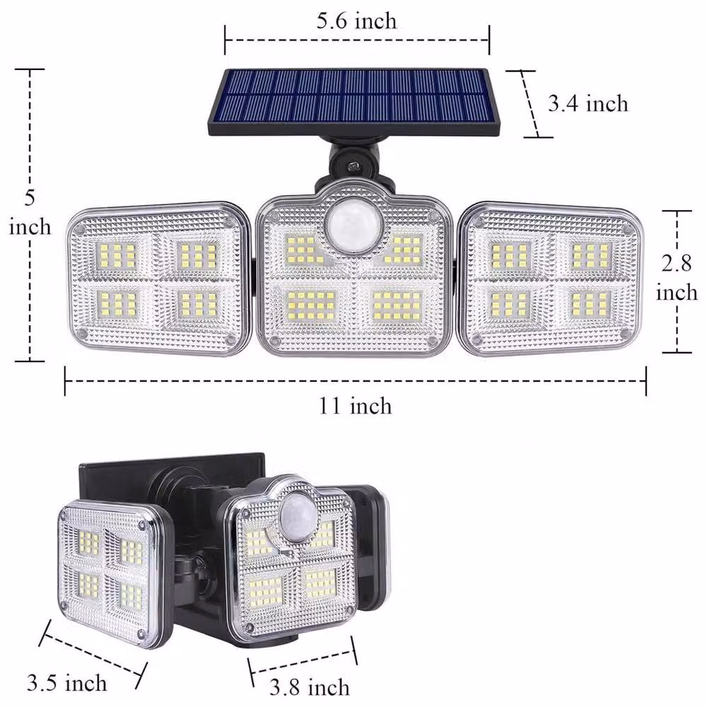 KORVIXA Solar LED Wall Light with 120 LEDs, Motion Sensor and Remote Control, Black, Diameter: 40 cm, Height: 25 cm – 2