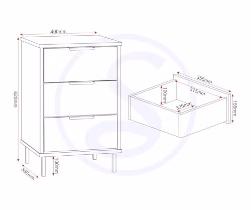 Seconique Madrid 3 Drawer Bedside Table in Grey and White Gloss – 2