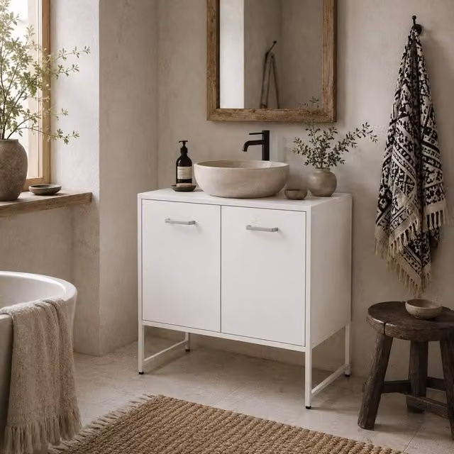 Wyld Haus Lilo Fifi Under Sink Bathroom Vanity Cabinet, White, W/D/H: 60 x 33 x 60.5 cm