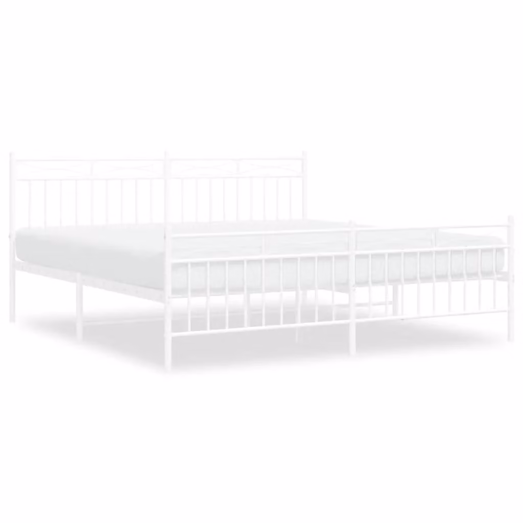 Berkfield Home Metal Bed Frame with Headboard and Footboard, White, W: 183 cm, L: 213 cm – 2