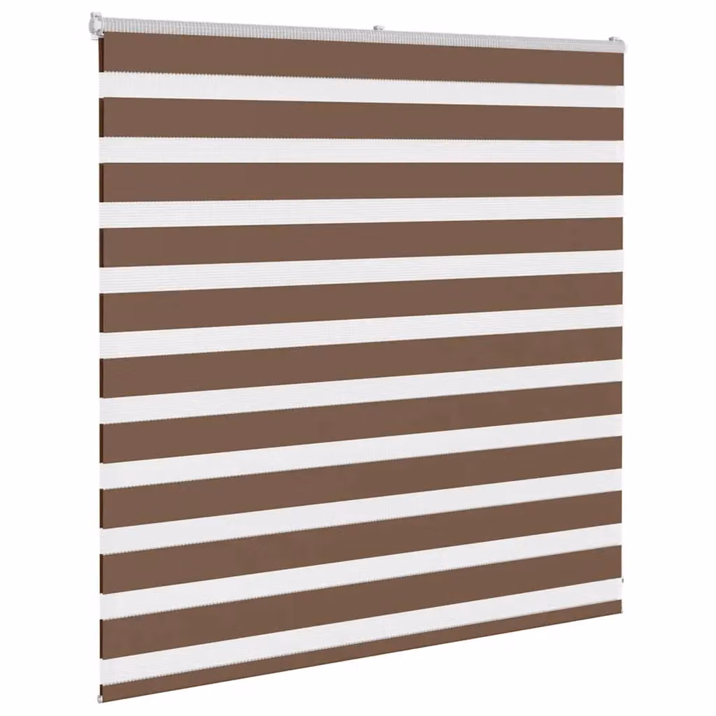 Berkfield Home Brown Zebra Day and Night Blind with Polyester Fabric, W: 145 cm, H: 100 cm – 3