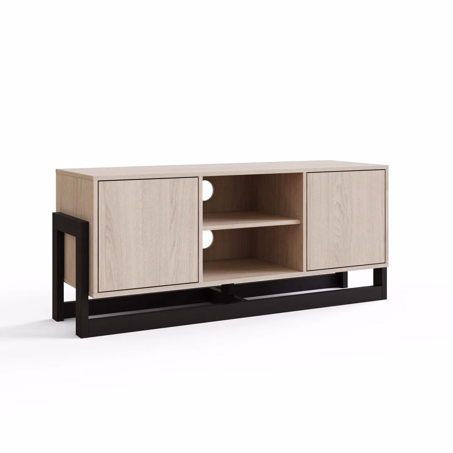 GFW Taite Modern 2 Door TV Unit in Black and Oak – 2