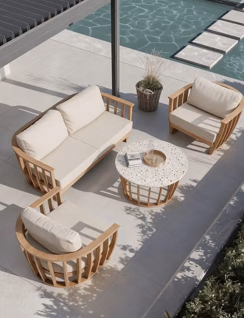 Royalcraft Lucca 5 Seater Modern Lounge Set in Natural Brown and Beige