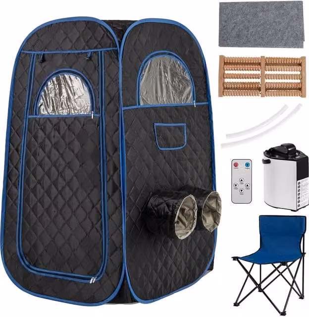 Costway Portable Steam Sauna Tent with Foldable Chair, Black – 1