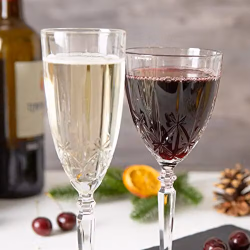 RCR Crystal Orchestra 12 Piece Set of Red and White Wine Glasses and Champagne Flutes, Transparent, 290 ml and 200 ml – 4