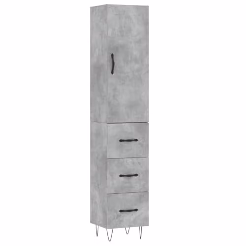 vidaXL Modern Highboard Sideboard in Concrete Grey with Storage Doors and Drawers, W/D/H: 180 x 32.3 x 35 cm