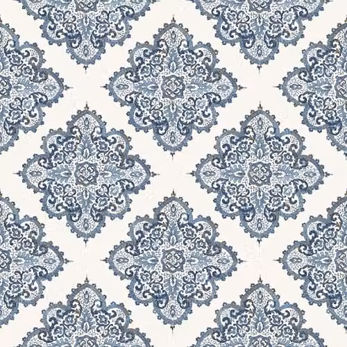 Galerie Nordic Elements Diamond Motif Geometric Wallpaper, Blue and White, W: 53 cm x L: 10 m