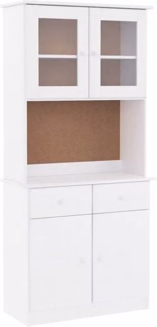 Berkfield Home ALTA White Highboard in Solid Pine with Glass Doors, W/D/H: 77 x 35 x 165 cm – 1