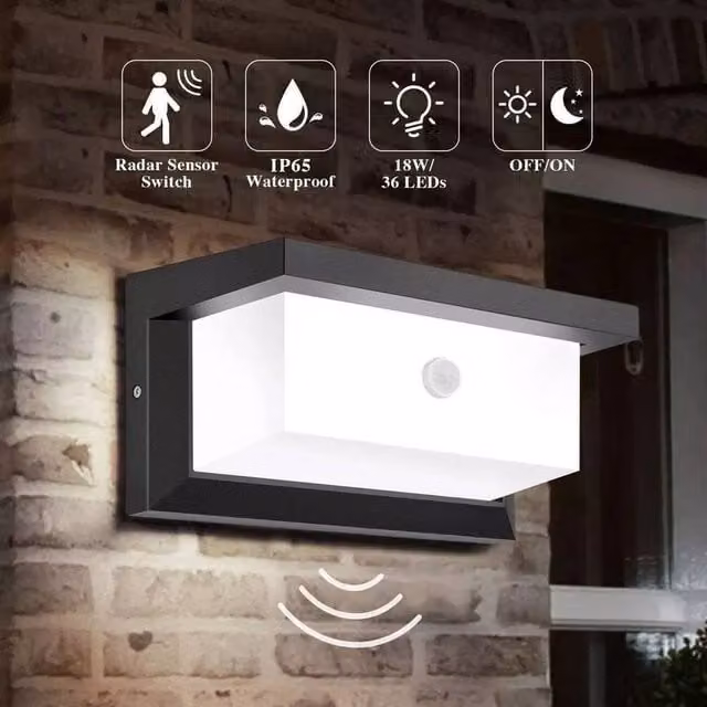 EONLION Black Modern LED PIR Motion Sensor Wall Light with White Light, IP65 Waterproof, W/D/H: 26.0 x 12.5 x 12.5 cm – 1