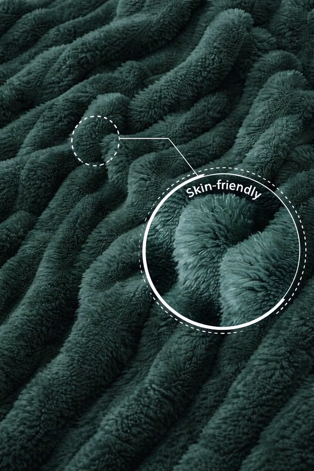 Dyzi Supersoft Ribbed Jacquard Fleece Throw Blanket in Dark Green, W: 150 cm, D: 200 cm – 2