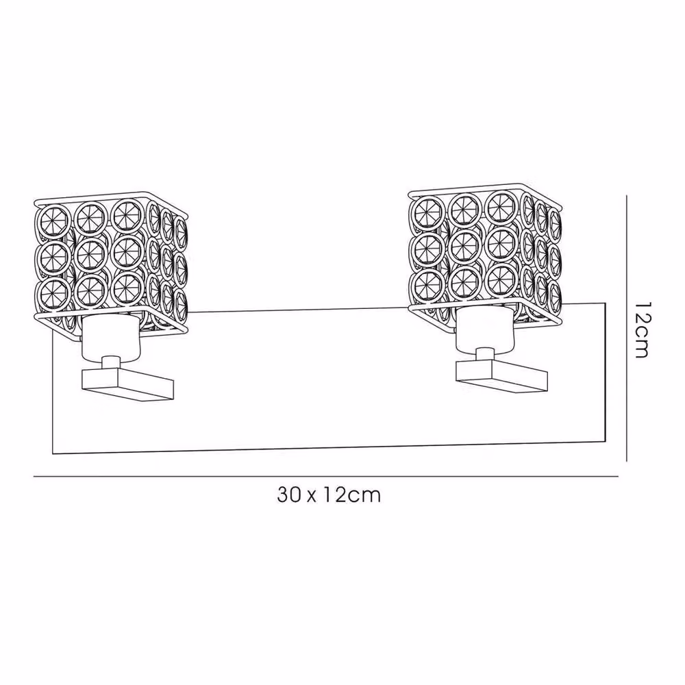Netlighting Elsa 2-Light Wall Lamp in Satin Nickel and Grey Crystal – 2