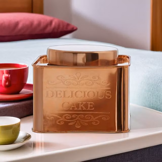 Orsina Maison by Premier Chai Square Copper Finish Cake Canister in Gold – 1