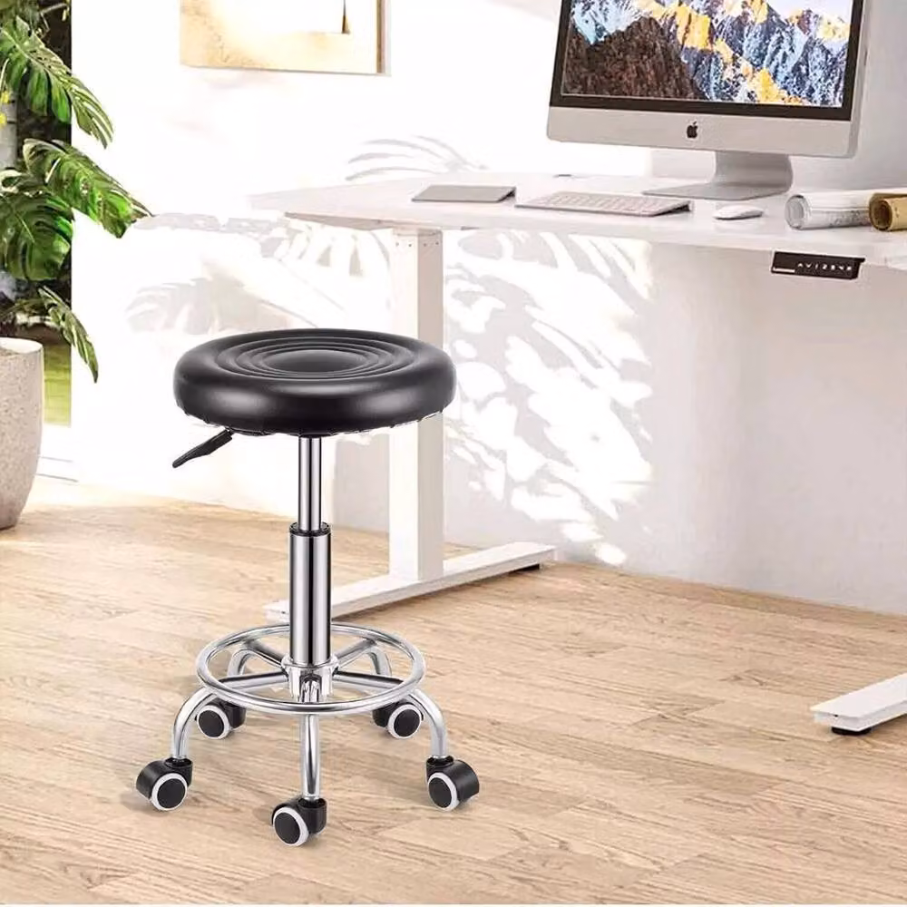 FORGEVIO Black Beauty Salon Stool with Height Adjustment and Castors – 5