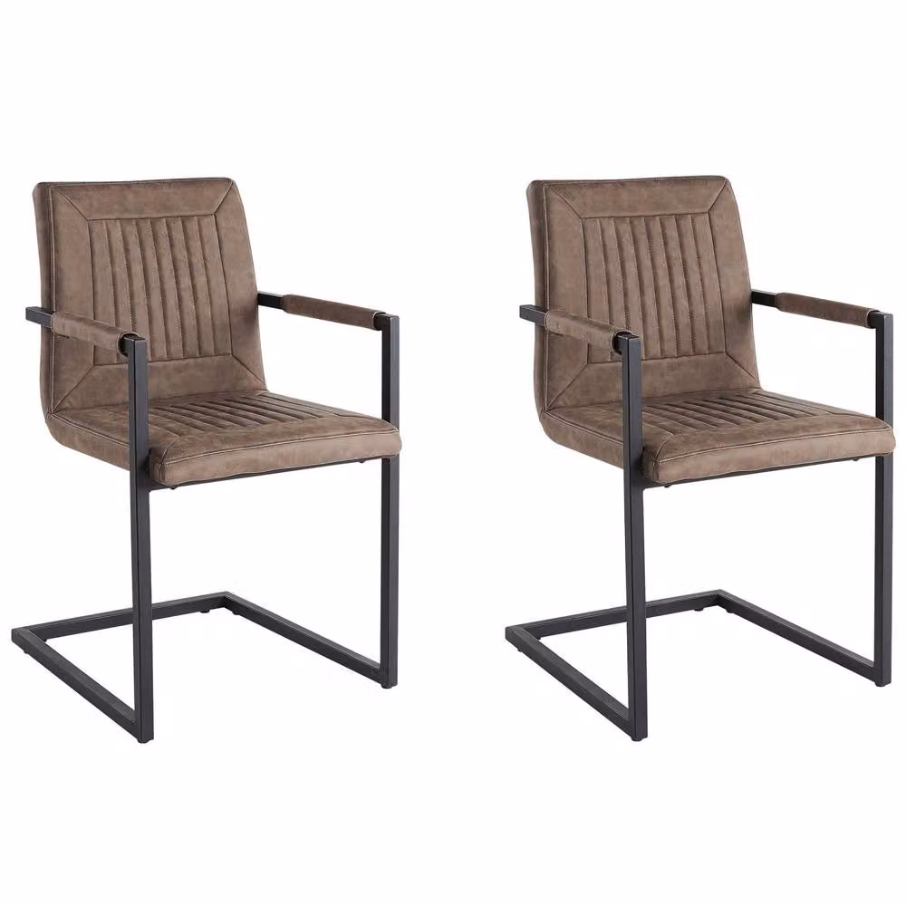 Wyld and Coco Luxor Cantilever Conference Chairs, Set of 2, Brown Faux Leather – 2