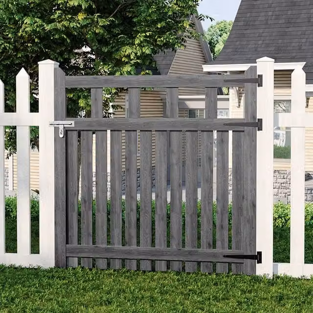 Livingandhome Grey Spruce Wood Garden Fence Gate with Raised Sides, Width: 120 cm