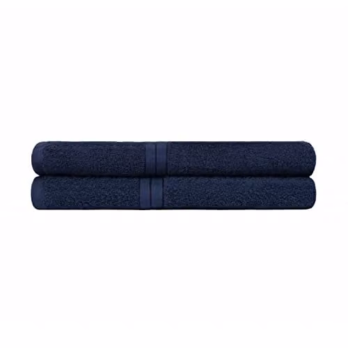 OHS 2 Pack of Blue 100% Cotton Fluffy and Quick Drying Bathroom Hand Towels, W/H: 50 x 50 cm