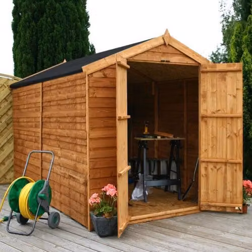 Mercia Overlap Apex Double Door Windowless Wooden Shed in Brown W190.4 x D297 x H198.7 cm