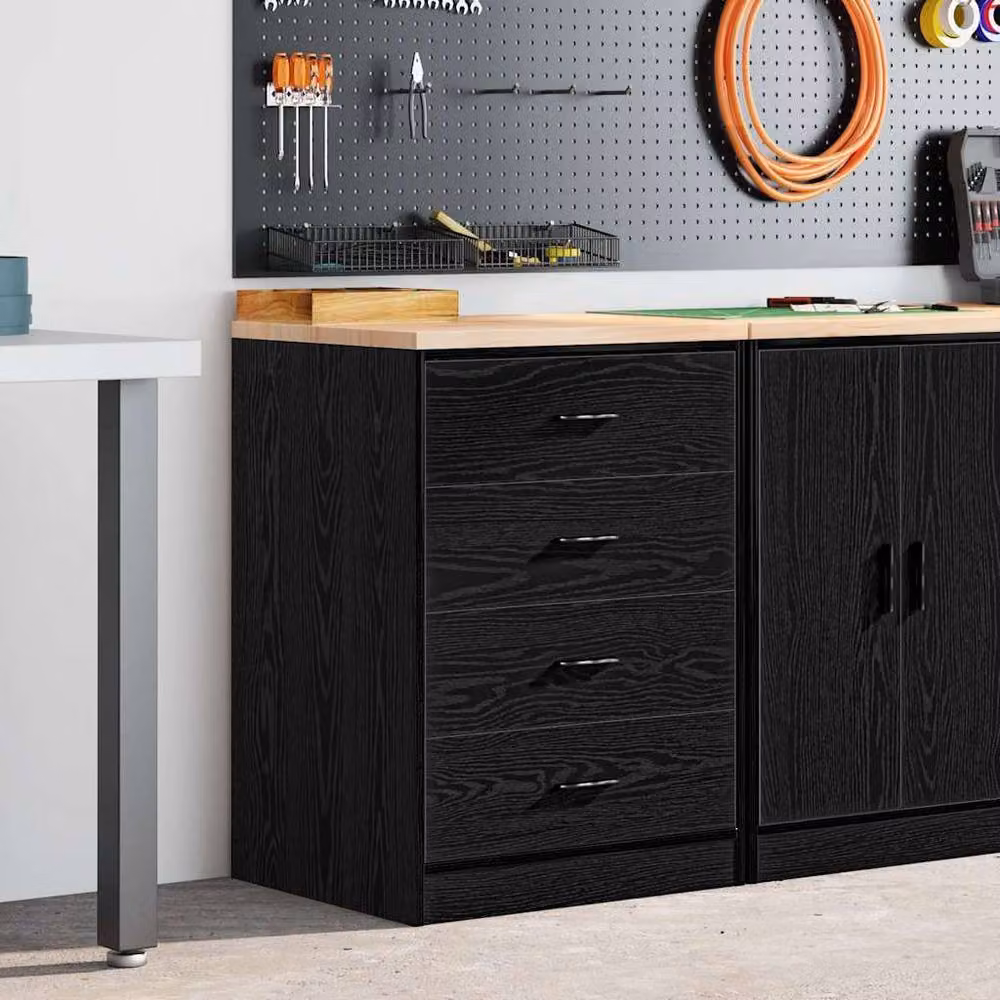 Berkfield Home Garage Storage Cabinet in Black, Solid Wood Pine, W/D/H: 60 x 51 x 85 cm – 3