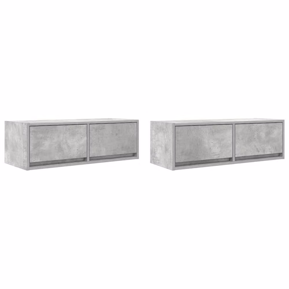 Berkfield Home Set of 2 Modern TV Cabinets in Concrete Grey, W/D/H: 80 x 31 x 25.5 cm – 2