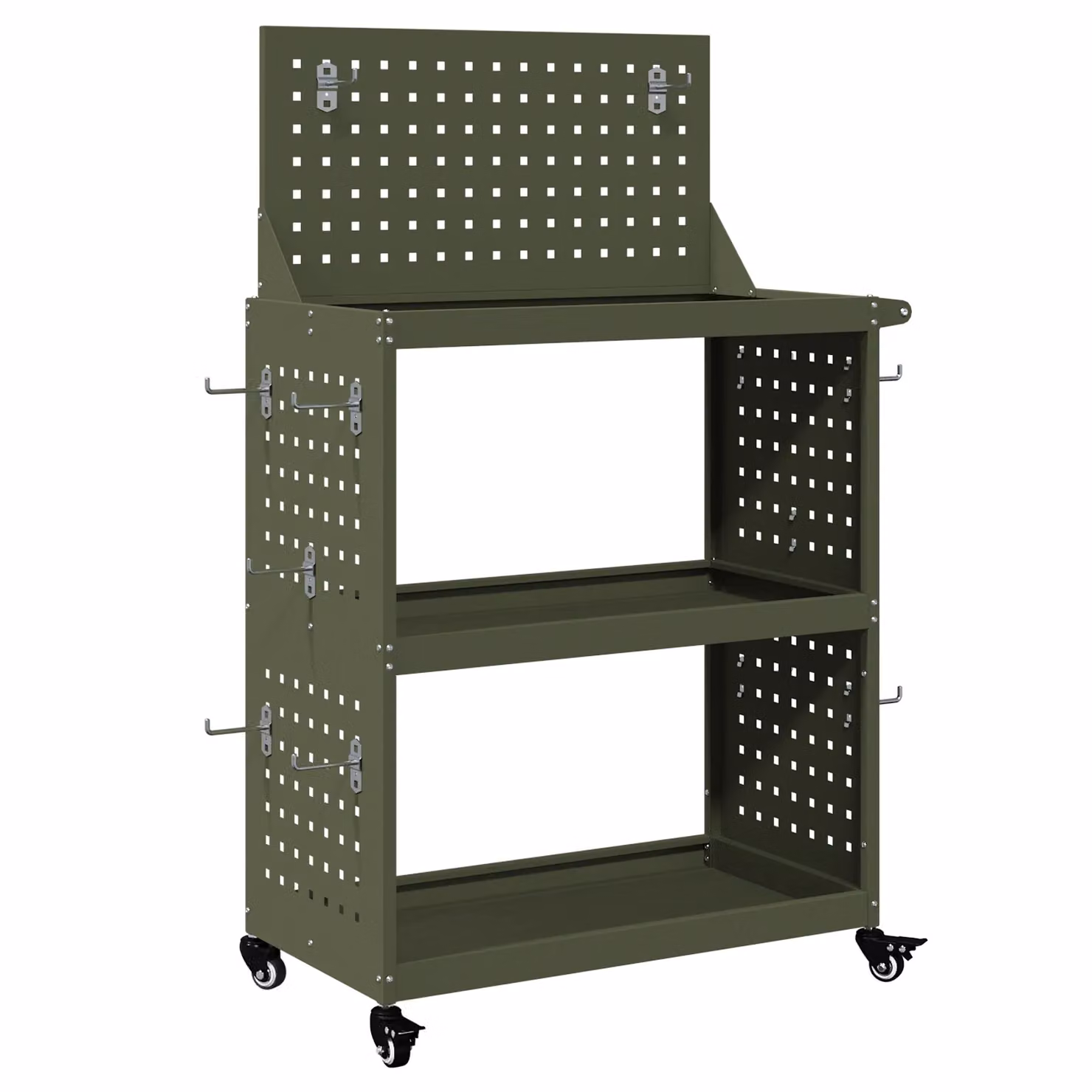 Berkfield Lockable and Rollable Tool Trolley in Green, Powder-coated Steel, W/D/H: 65 x 35 x 111 cm – 2