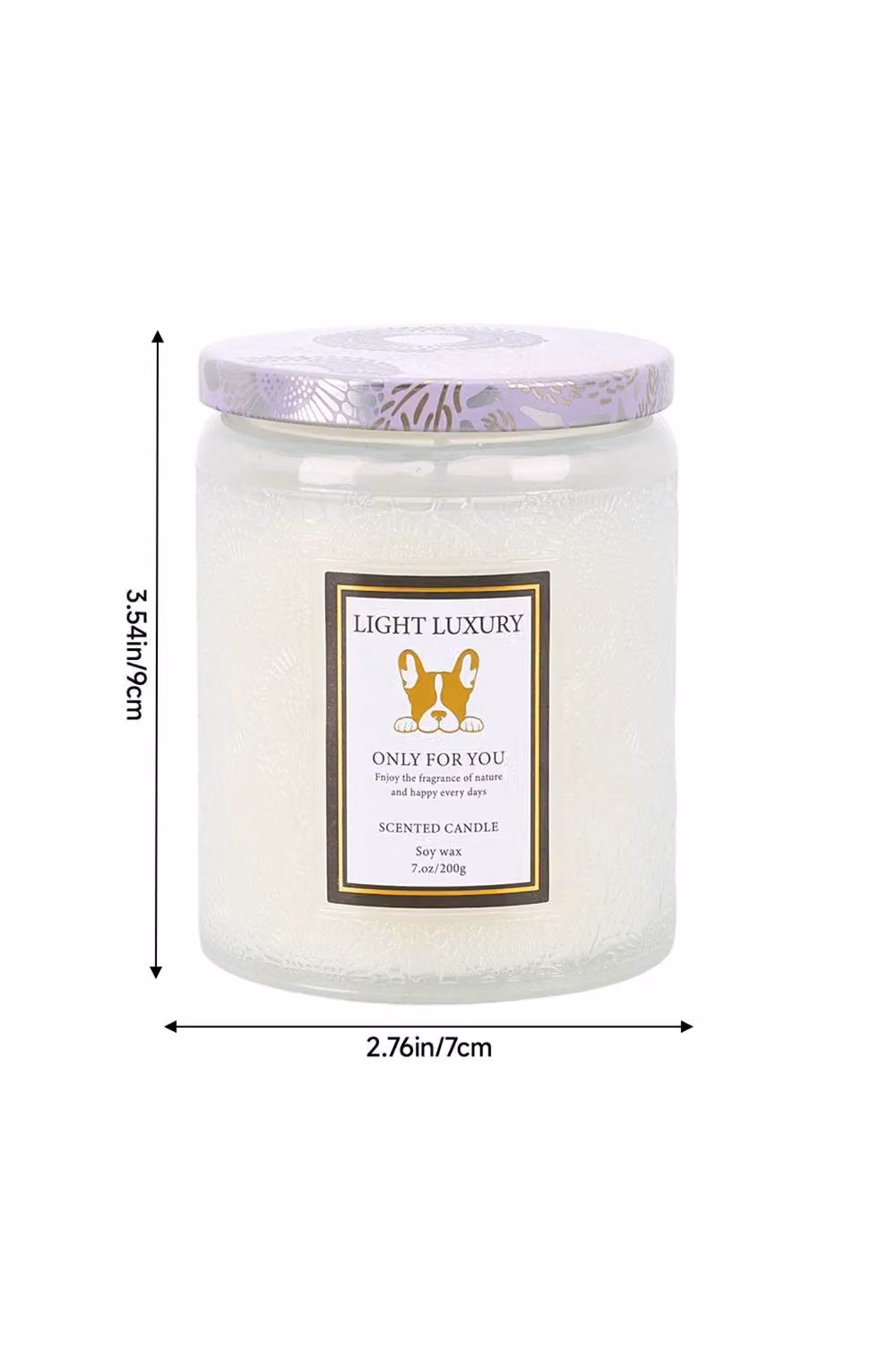 Living and Home White Embossing Glass Soy Wax Scented Candle with Lid – 2